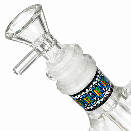 Solar Temple Aztec Mandala Glass Bong Yellow Clear 10 Inch