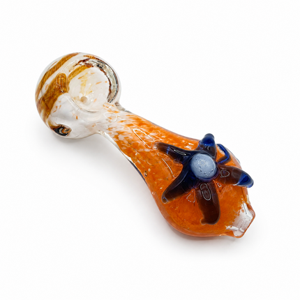 Tangerine Starfall Handcraft Glass Pipe Blue Starfish 4-4.5 inch