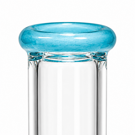 Light Blue Accent Straight Tube Glass Water Pipe Ice Catcher Downstem 10 inch