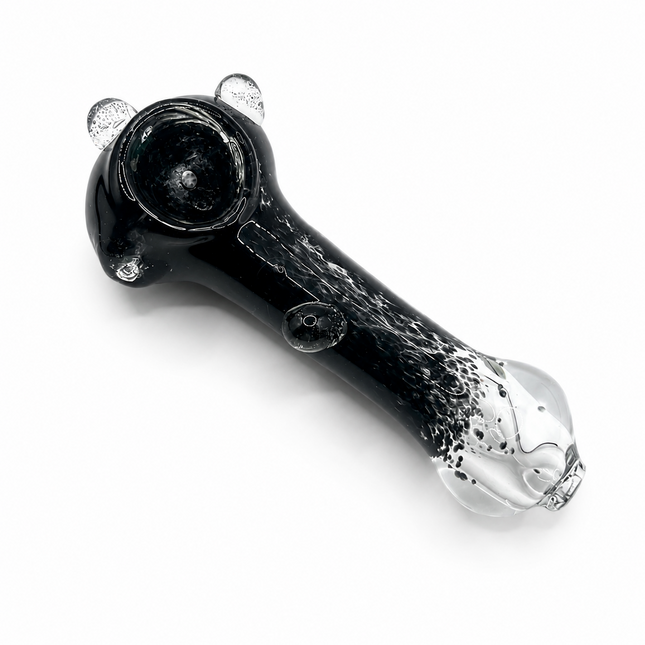 Onyx Black Bubble Accent Glass Spoon Pipe – 4.5 Inch Black Hand Pipe
