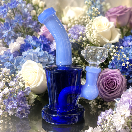 [2PC Bundle] Cobalt Sky Glow Drum Body Disc Perc Water Pipe 14mm 6 Inches