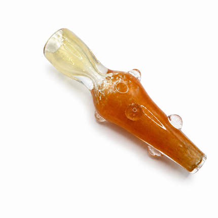 [2PC Bundle] Crimson Honey Handcraft Glass Chillum Pipes Red Amber 3~3.5 inch