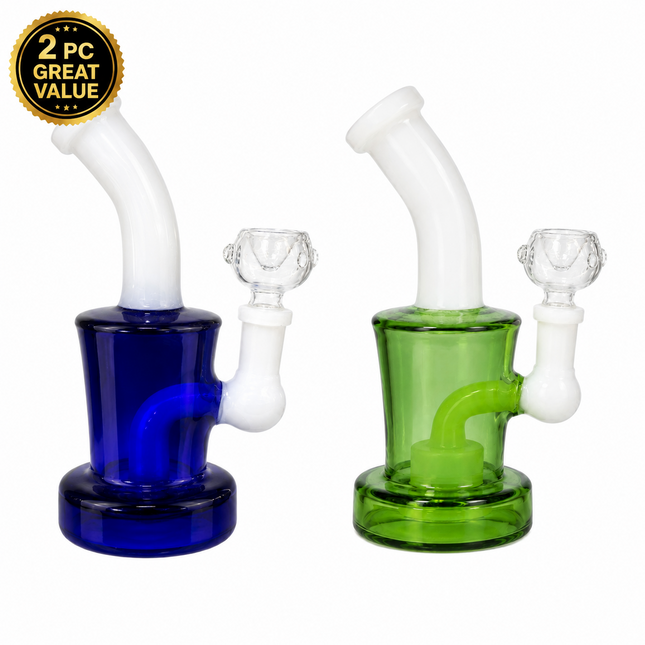 [2PC Bundle] Blue Midnight + Emerald Pearl Glass Bong Disc Perc 6 Inch