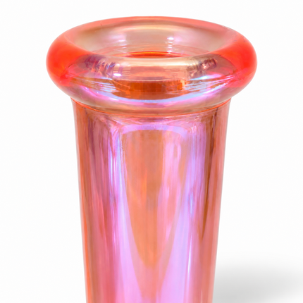 Coral Pink Chrome Hexagon Glass Water Pipe Ice Catcher 14mm Bowl 10.5 inch