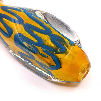 Honey Blue Riddler Glass Spoon Pipe with Carved Grip – 4 Inch Deep Bowl
