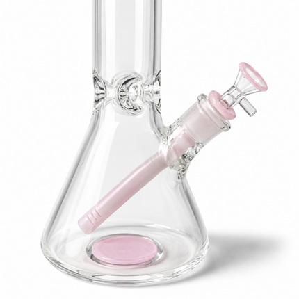 Milky Pink Thick Glass Beaker Water Pipe Ice Catcher 14mm Bowl 10 inch