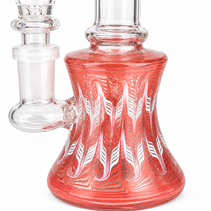 Mini Crimson White Wig Wag Glass Bong with Bowl - Approx. 7 inch