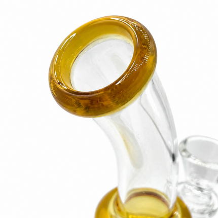 Amber Tricolor Perc Mini Glass Water Pipe – 6–6.5 Inch Clear Bong with Bowl