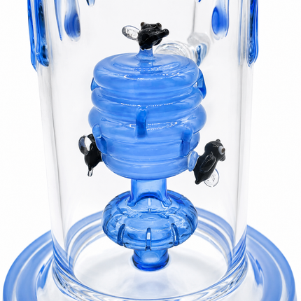 Blue Beehive Percolator 14mm Glass Bong with Bent Neck - 10 inch