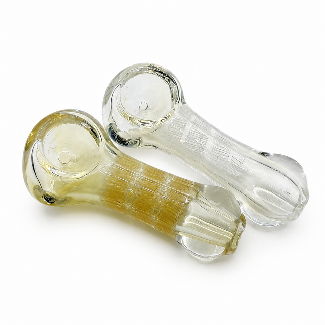 [2PC Bundle] Honey Frost Handcraft Glass Pipes Amber Clear 3 inch