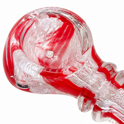 [2PC Bundle] Ruby Honey Ribbon Glass Hand Pipes Red Golden Amber 3 Inch