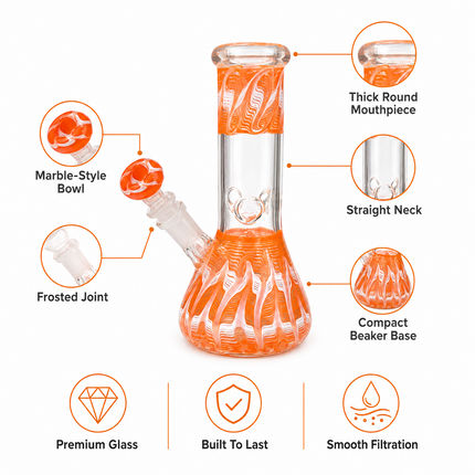 Sunset Blaze Orange 10-Inch Ice Catcher Glass Water Pipe with Bowl