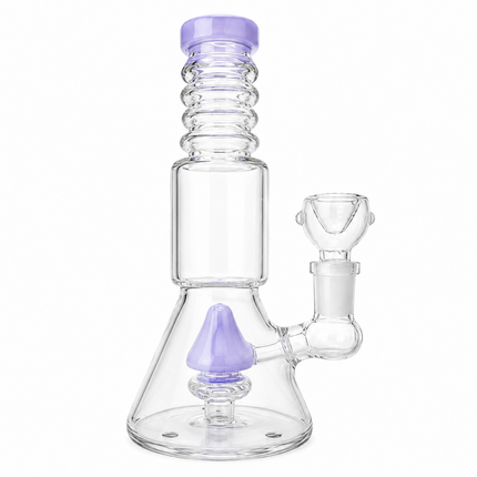 Milky Lavender Stratos Tri Cone Percolator Glass Water Pipe 14mm 7 inch