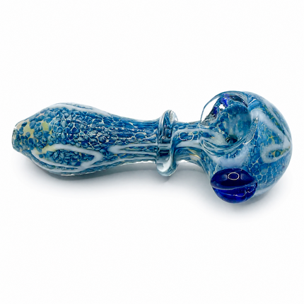 Ocean Pebble Blue Glass Spoon Pipe – 4 Inch Hand Pipe Textured Blue Glass
