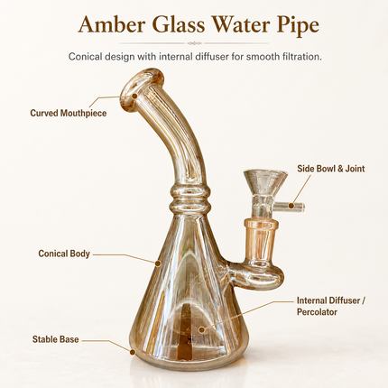 Gold Mirror Chrome Bent Neck Beaker Glass Water Pipe 14mm Bowl 8 Inches