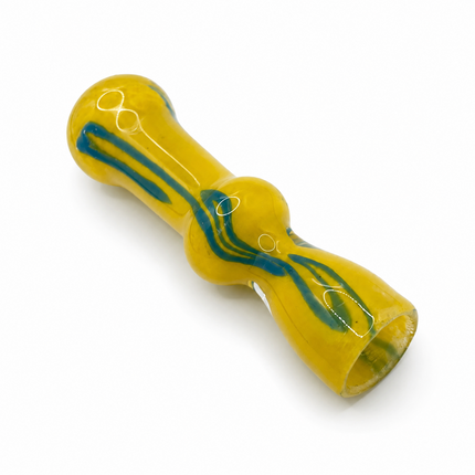 Citrus Tide Handcraft Glass Chillum Pipe Yellow Blue 3~3.5 inch