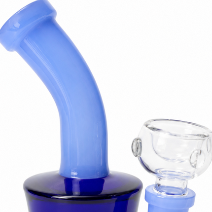 [4PC Bundle] Blue + Smoke Drum Body Disc Perc Water Pipe 14mm 6 inch