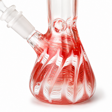 Crimson Flame Red 10-Inch Ice Catcher Glass Water Pipe with Bowl