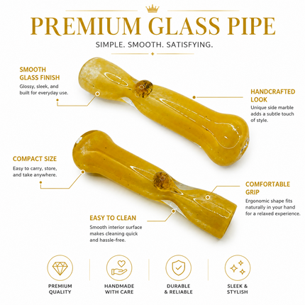 Golden Honey Handcraft Glass Chillum Pipe Yellow Amber Accent 3~3.5 inch