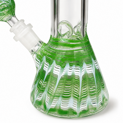 Emerald Ripple Green 10-Inch Ice Catcher Glass Water Pipe with Bowl