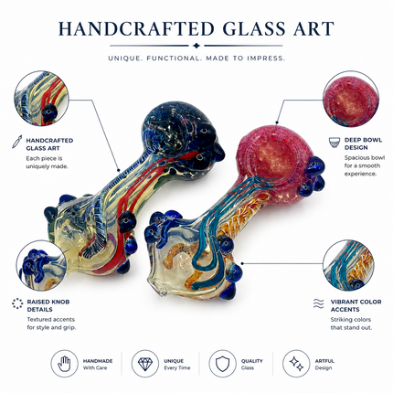 [2PC Bundle] Dragon Vein Twist Body Color Swirl Glass Hand Pipes 4 Inch