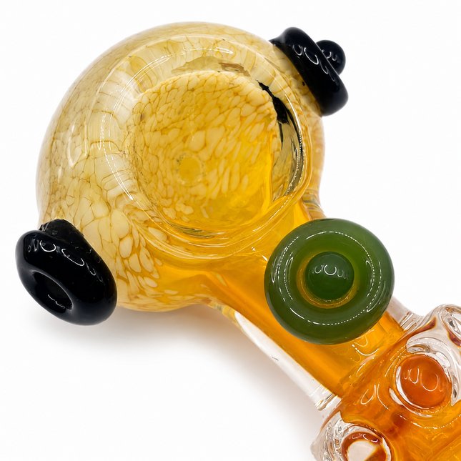 Amber Frit Glass Spoon Pipe Color Accent Knobs 5 Inch Tobacco