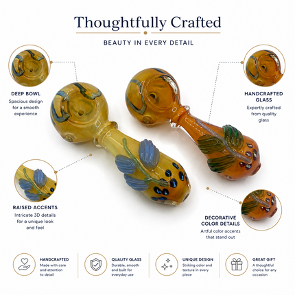 [2PC Bundle] Phoenix Feather Twist Body Color Swirl Glass Hand Pipes Set