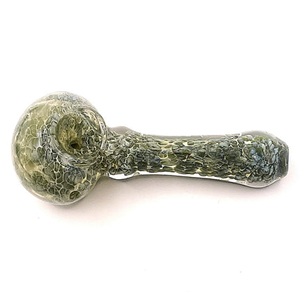 Moss Green Crackle Glass Spoon Pipe – 4 Inch Hand Pipe Deep Bowl