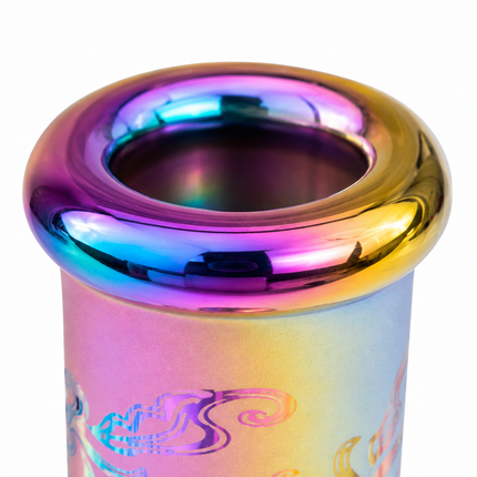 Prism Skull Rainbow Chrome Ice Catcher Glass Water Pipe 14mm Bowl - 10 Inch