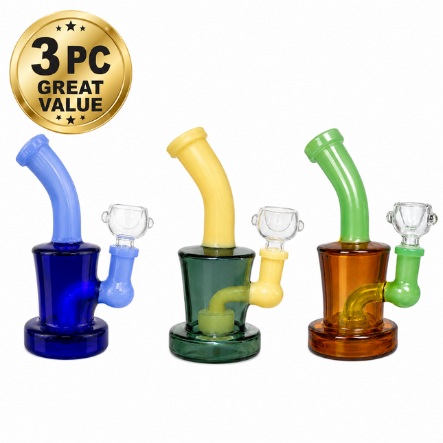 [3PC Bundle] Trio Color Blend Disc Perc Water Pipe Set 6 Inches