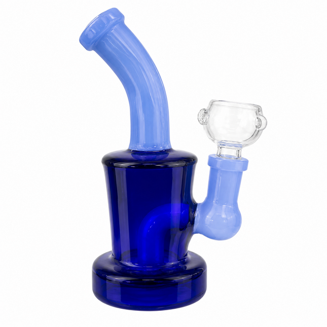 3PC Blue Emerald Amber Mix Disc Perc Water Pipe Set 14mm 6 Inches