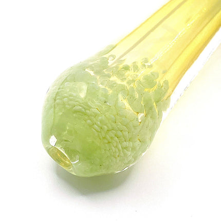 Lime Green Crackle Glass Spoon Pipe with Yellow Handle – 4 Inch Hand Pipe