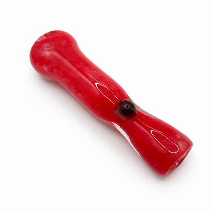 Ruby Emerald Handcraft Glass Chillum Pipe Red Green Accent 3~3.5 inch