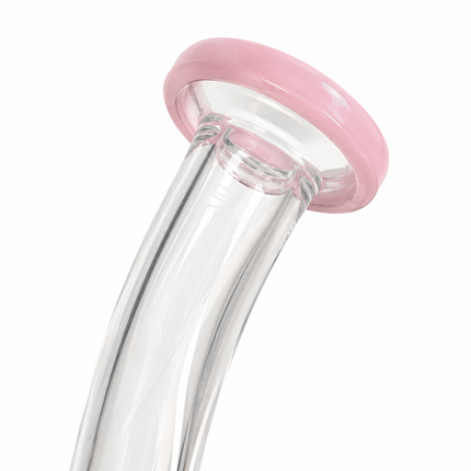 Pink Mandala Glass Water Pipe Clear Disc Percolator Bent Neck 7 inch