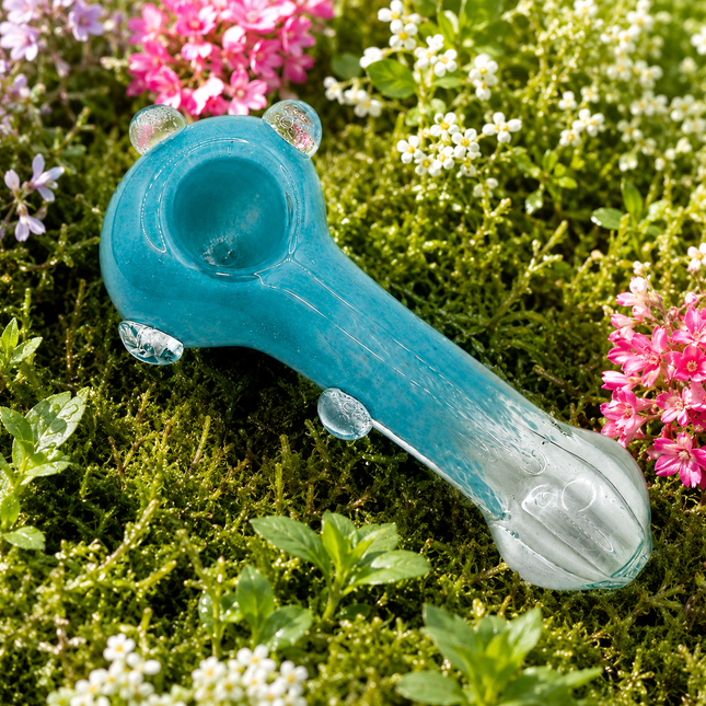 Aqua Bubble Accent Glass Spoon Pipe – 4.5 Inch Blue Hand Pipe