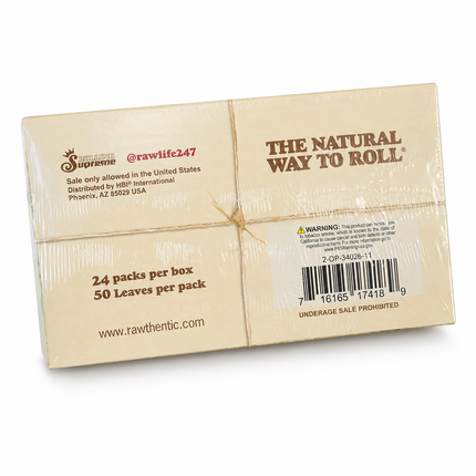 RAW Organic Hemp 1 1/4 Rolling Papers Box – 24 Packs, 50 Leaves Per Pack