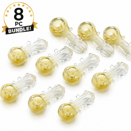 [Pack of 8] Ghost Peanut Mini Glass Hand Pipe Thick Cute Pocket Size - 3 Inch