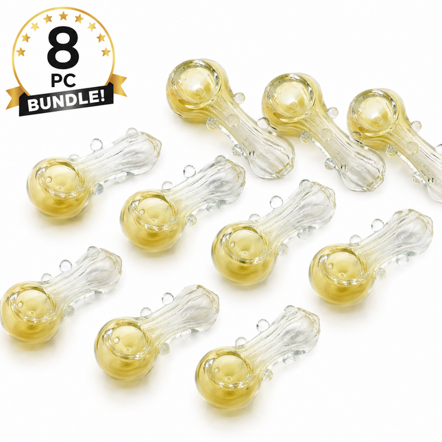[Pack of 8] Ghost Peanut Mini Glass Hand Pipe Thick Cute Pocket Size - 3 Inch