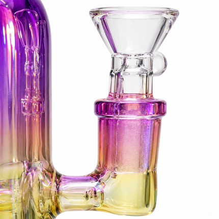 Princess Chrome Purple Yellow Glass Bong with Diamond Centerpiece – 7.5 Inch