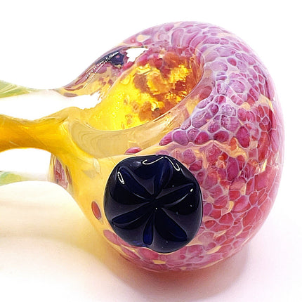 Cherry Crackle Glass Spoon Pipe with Honey Handle – 4 Inch Hand Pipe Deep Bowl