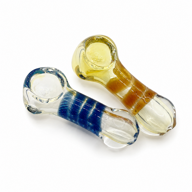 [2PC Bundle] Sapphire Caramel Handcraft Glass Pipes Blue Amber 3 inch