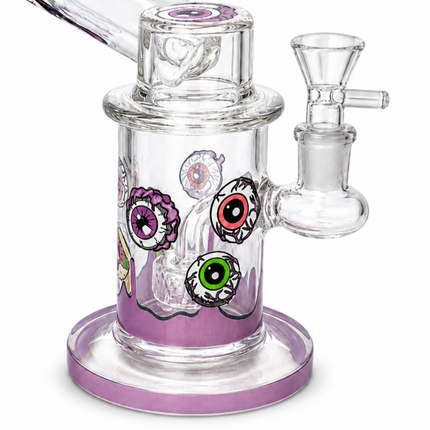 Purple Microscope Eyeball Glass Water Pipe 14mm Bowl 6.5 inch