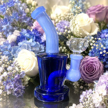 [2PC Bundle] Midnight Blue + Aqua Sky Glass Bong Disc Perc 6 Inch