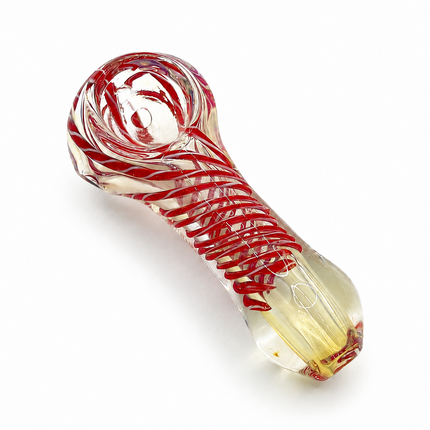 [2PC Bundle] Candy Cane Amber Spiral Handcraft Glass Pipes 3 inch