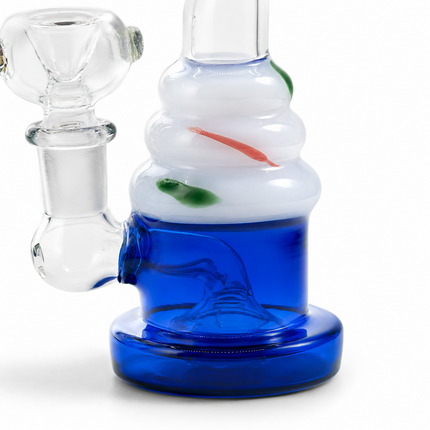 Cobalt Blue Soft Cone Mini Glass Bong 6" 14mm Bowl Bent Neck Water Pipe