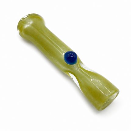 Olive Tide Handcraft Glass Chillum Pipe Green Blue 3~3.5 inch