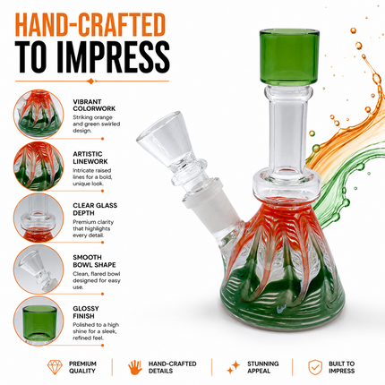 Green Citrus Swirl 14mm Mini Beaker Glass Water Pipe Straight Neck