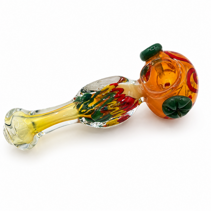 Sunset Garden Handcraft Glass Pipe Orange Green Multicolor 5 inch