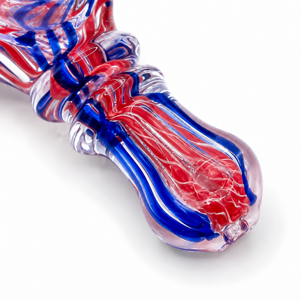 [2PC Bundle] Berry Ice Glass Hand Pipes Red Blue Aqua Swirl 3 Inch