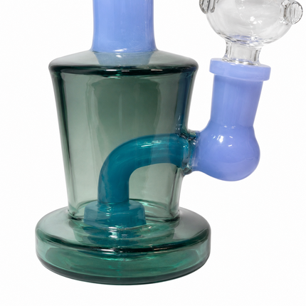[4PC Bundle] Teal/Light Blue + Smoke/Light Blue Mini Glass Water Pipe Set